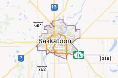 شهر Saskatoon کانادا و پیگیری روی نقشه