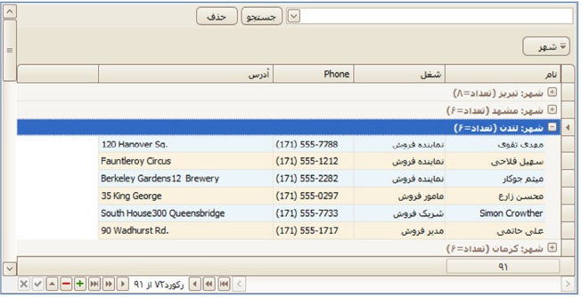 کامپوننت گرید با پشتیبانی از زبان فارسی