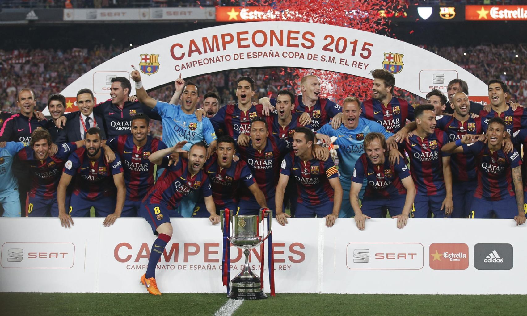 جشن قهرمانی بارسلونا در جام جذفی اسپانیا فصل 2014/15