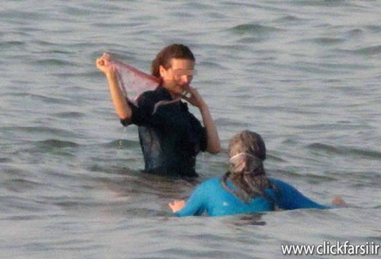 عکس های بد حجابی و شنای مختلط  دختر و پسر در دریای مازندران