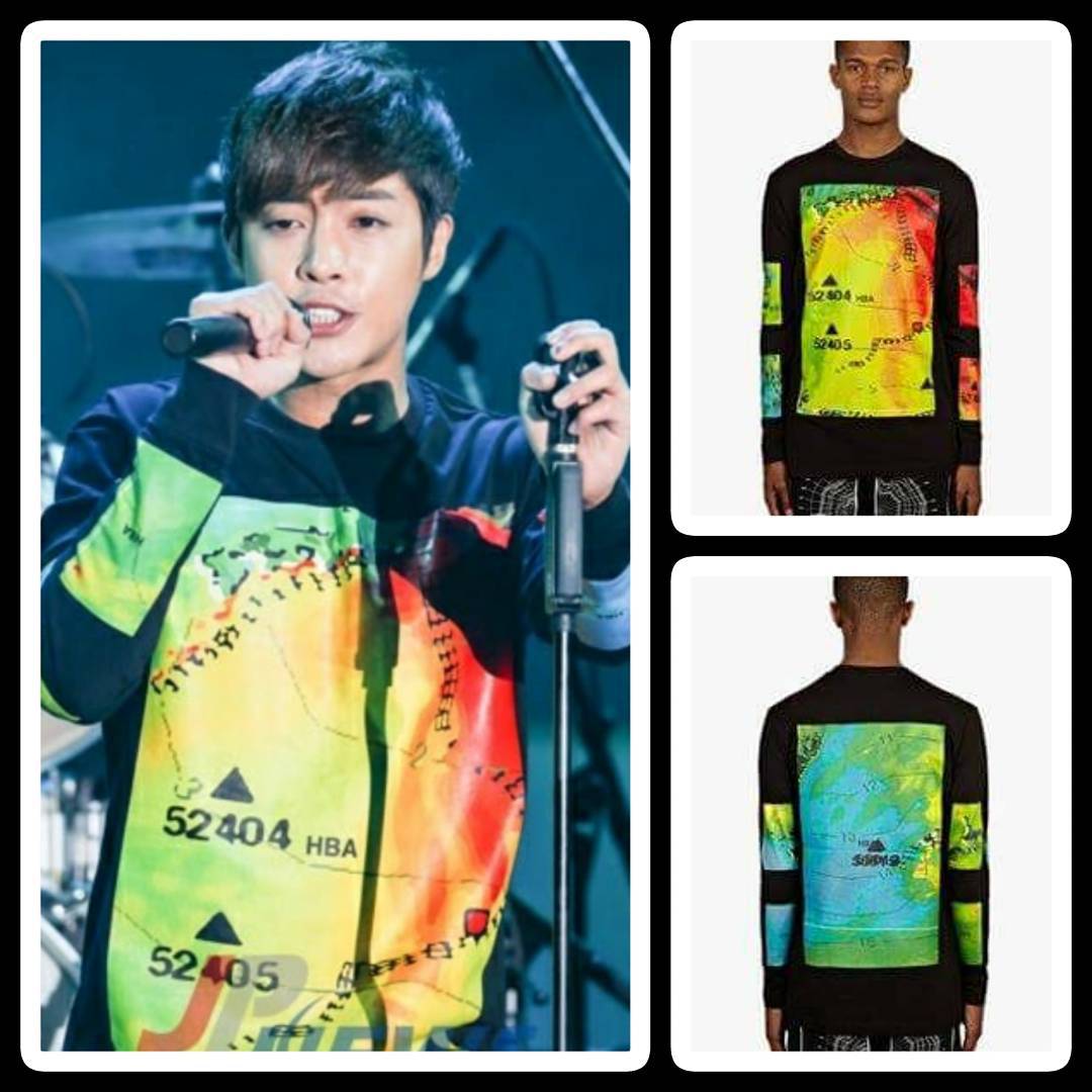 Sponsor - Men Rainbow Weather Long-Sleeved T-Shirt - Colourful Weather Map Prints on Front, Back and Both Arms