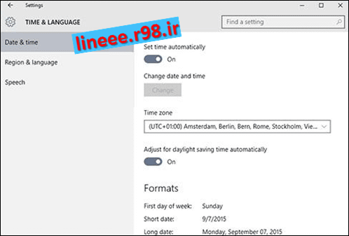 آموزش تغییر ساعت و مکان در ویندوز 10,Change the time and place on Windows 10,ترفند و اموزش,ترفندهای ویندوز 10,ویندوز,ویندوز 10,windows 10,اموزش ویندوز 10,lineee.r98.ir,win10