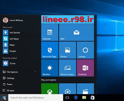 آشنایی با منوی استارت در ویندوز 10,Start menu in Windows 10,ترفند و اموزش,اموزش ویندوز 10,مشکلات ویندوز 10,ترفندهای ویندوز 10,منوی استارت ویندوز 10,lineee.r98.ir,استارت منو