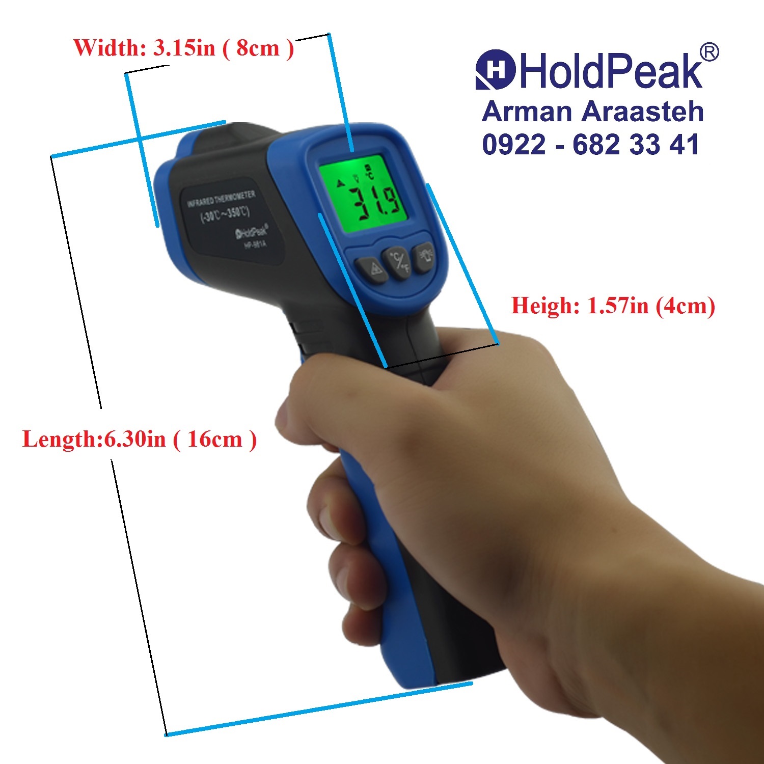 ترمومترتفنگی 981C هولدپیک مدل 981C HOLDPEAK 981C   (HOLDPEAK Non-contact-thermometer  (1)-font-b-HoldPeak-b-font-HP-320-Non-contact-12-1-font-b-Infrared-b