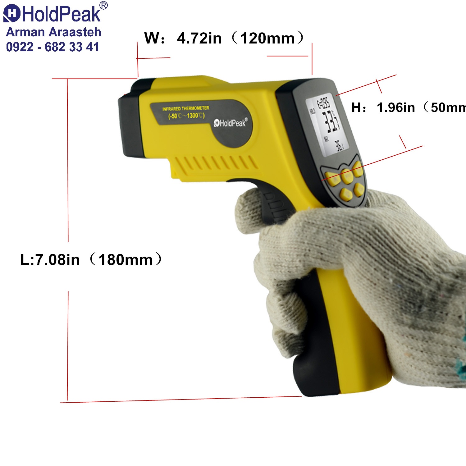 1PCS New Fluke 59 Handheld Laser IR Infrared Thermometer Gun Temperature  Meter T