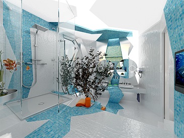 طراحی داخلی حمام به سبک دکوراسیون کوبیسم