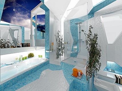 طراحی داخلی حمام به سبک دکوراسیون کوبیسم