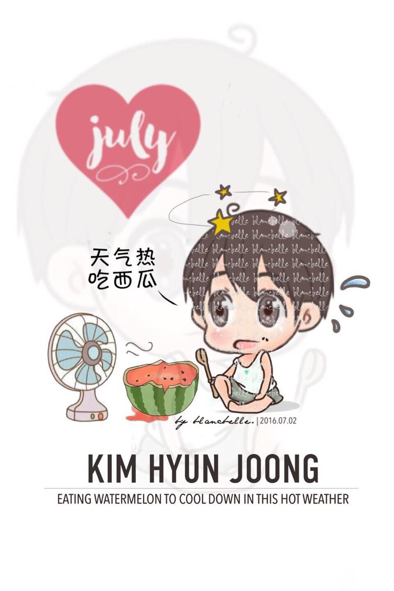 [blancbelle Fanart] Kim Hyun Joong - Eating watermelon to cool down in this hot weather [2016.07.02]