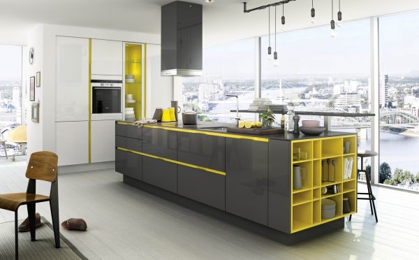 کابینت آشپزخانه رنگ زرد7