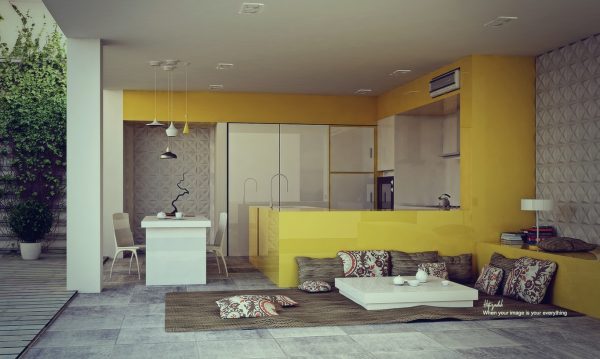 کابینت آشپزخانه رنگ زرد10