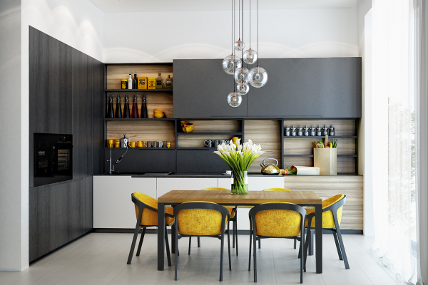 کابینت آشپزخانه رنگ زرد14