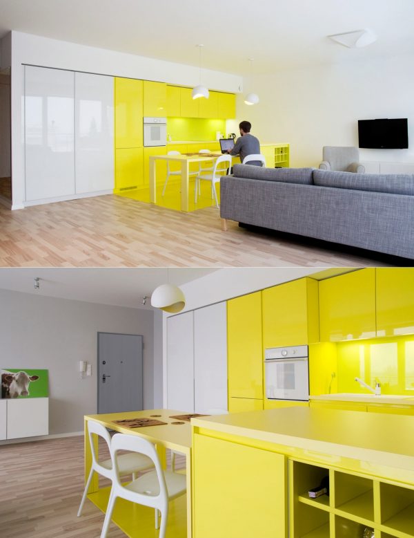 کابینت آشپزخانه رنگ زرد17
