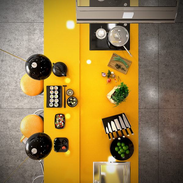 کابینت آشپزخانه رنگ زرد21