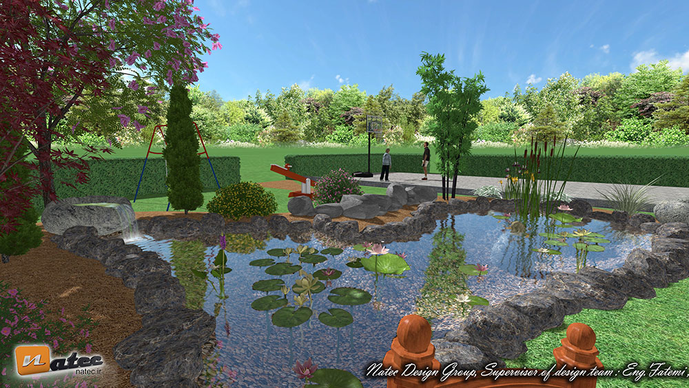 طراحی باغ ویلا آبنما2