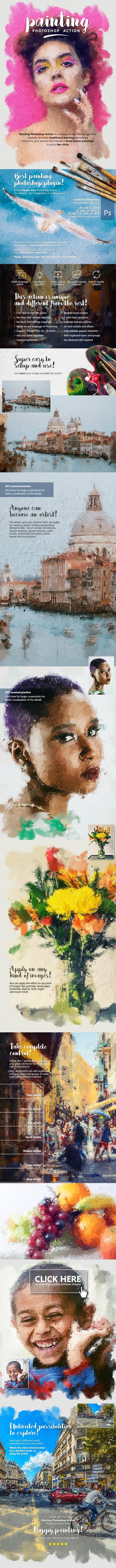 اکشن فتوشاپ تبدیل عکس به نقاشی رنگ روغن